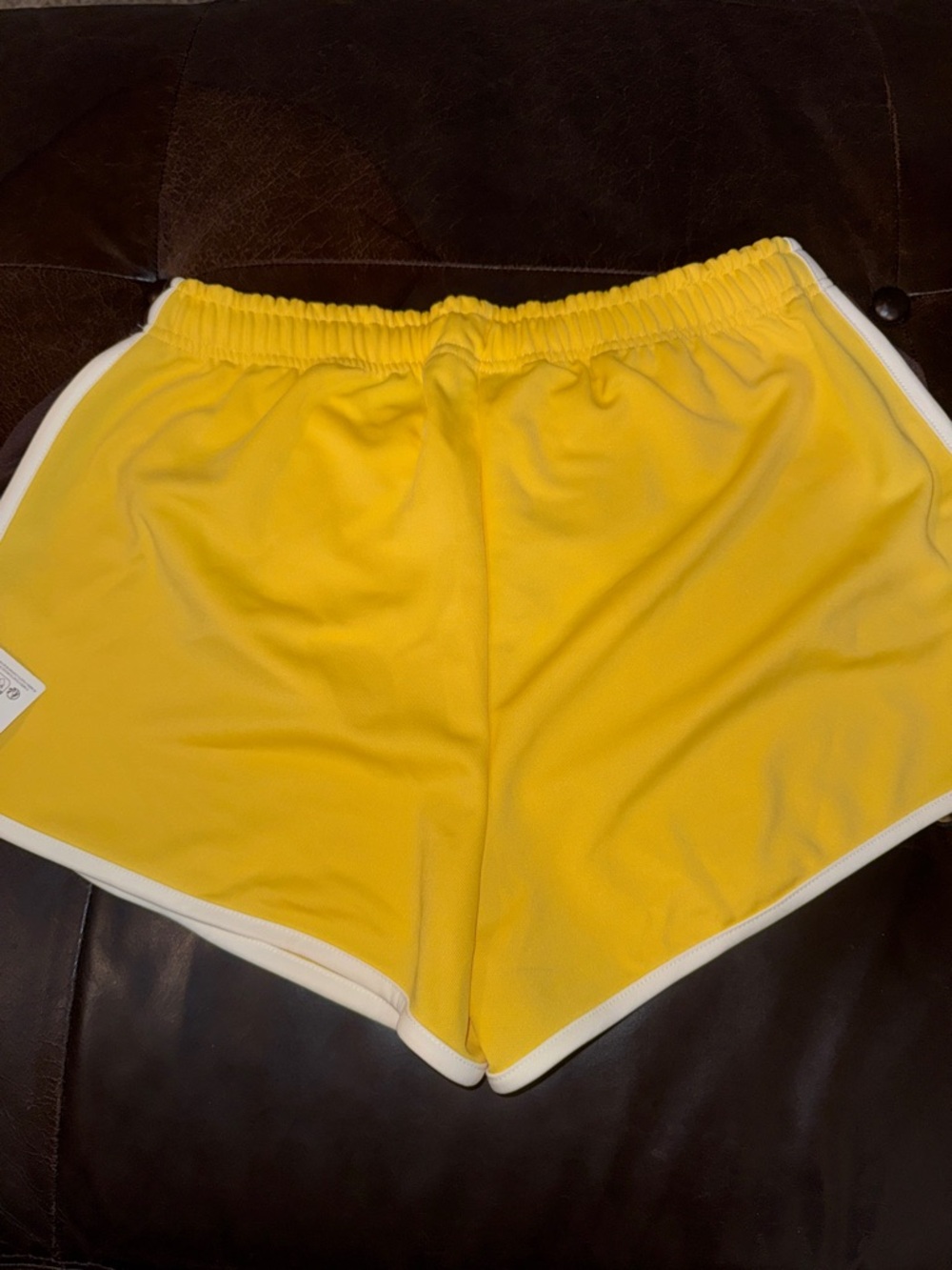ASOS Yellow Athletic Drawstring Shorts with White Trim and brown - Picture 6 of 7